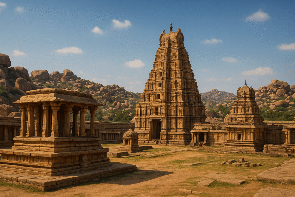 View of Hampi temples in Karnataka