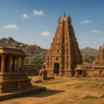 View of Hampi temples in Karnataka